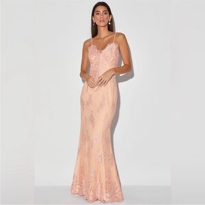 Lulu's Peach Lace Maxi Dress